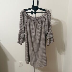 Bobeau Black and White Off-Shoulder Dress